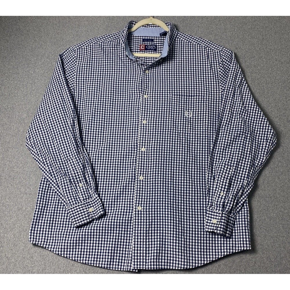 Chaps Easy Care Men’s Checked Long Sleeves Shirt Size XXL